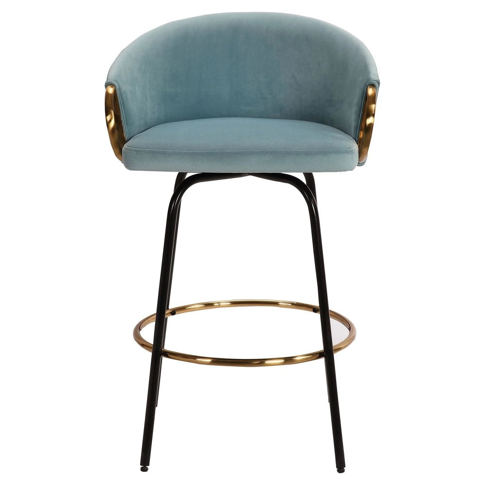 Miller Gold & Blue Swivel Barstool