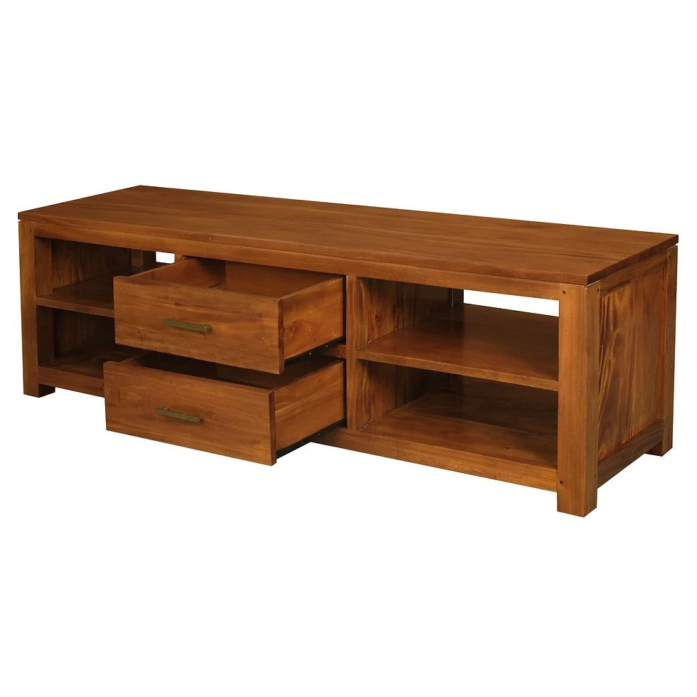 Minimalist 2 Middle Drawer Entertainment Unit - Light Brown