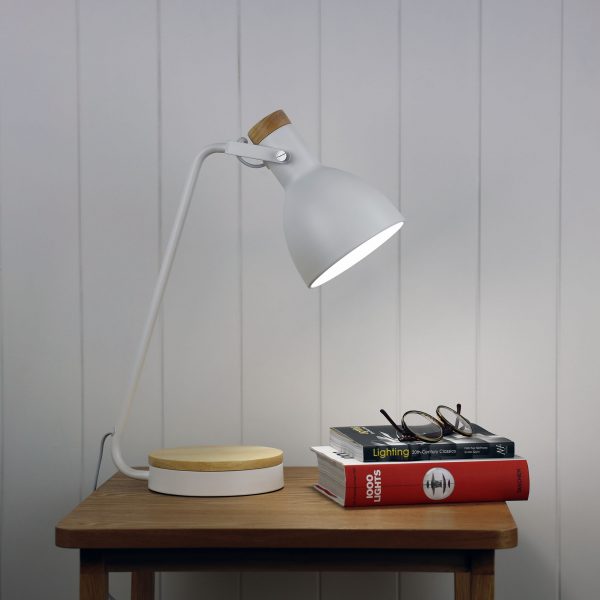 Minimalist Black Task Lamp with Wood Accents (Available in 2 Colors)