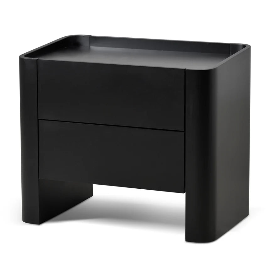 Minimalist Charm Matte Black Bedside Table - Black