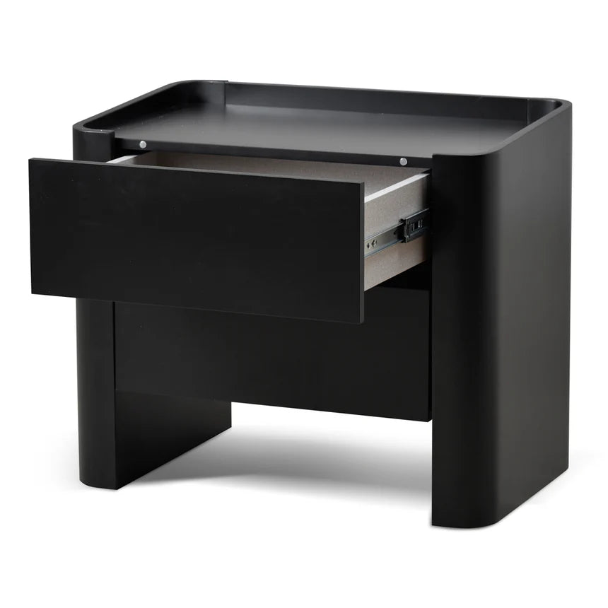 Minimalist Charm Matte Black Bedside Table - Black