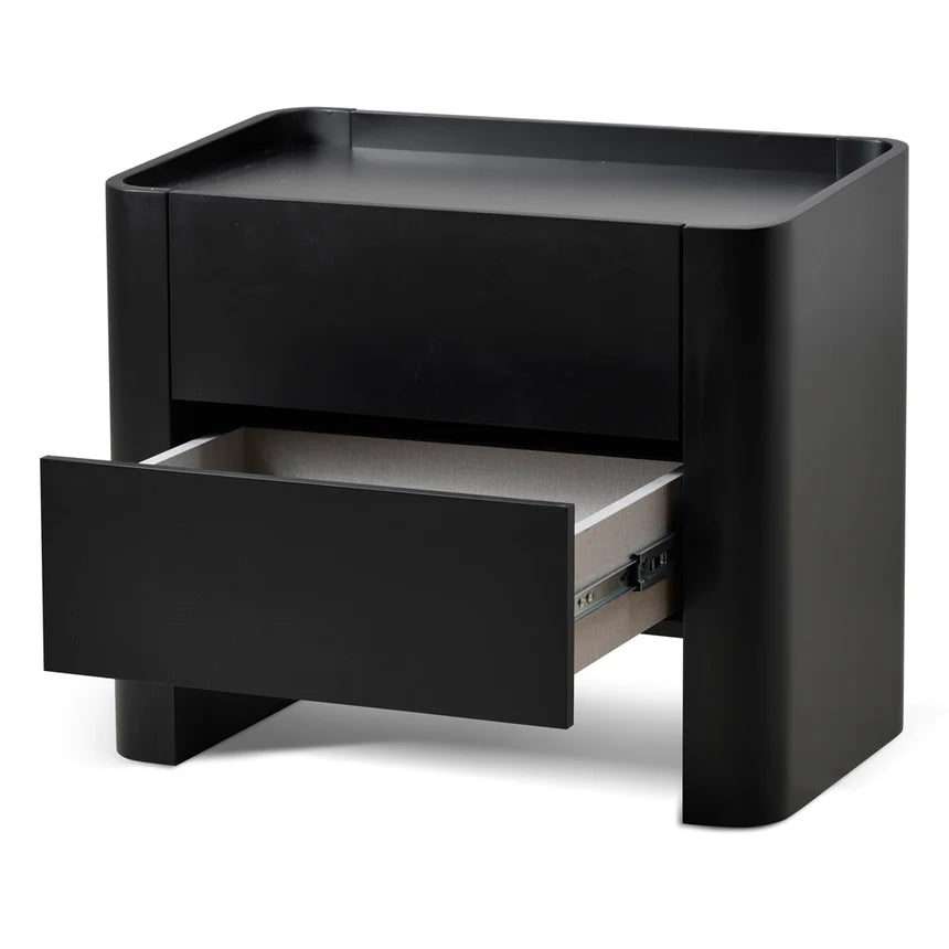 Minimalist Charm Matte Black Bedside Table - Black