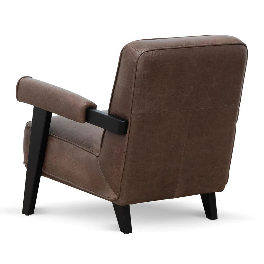 Minimalist Chic Leather Lounge Chair - Dark Brown