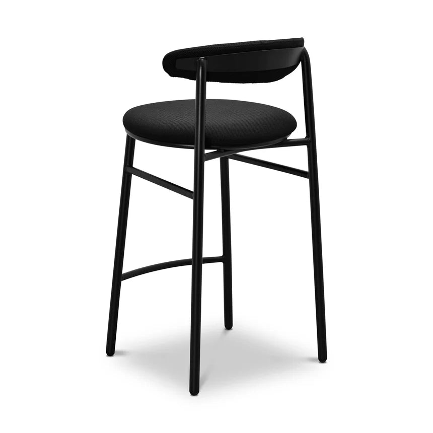 Minimalist Cushioned Bar Stool - Full Black (Set of 2)