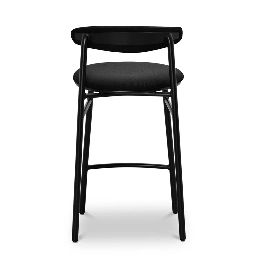 Minimalist Cushioned Bar Stool - Full Black (Set of 2)