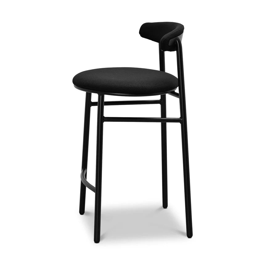 Minimalist Cushioned Bar Stool - Full Black (Set of 2)