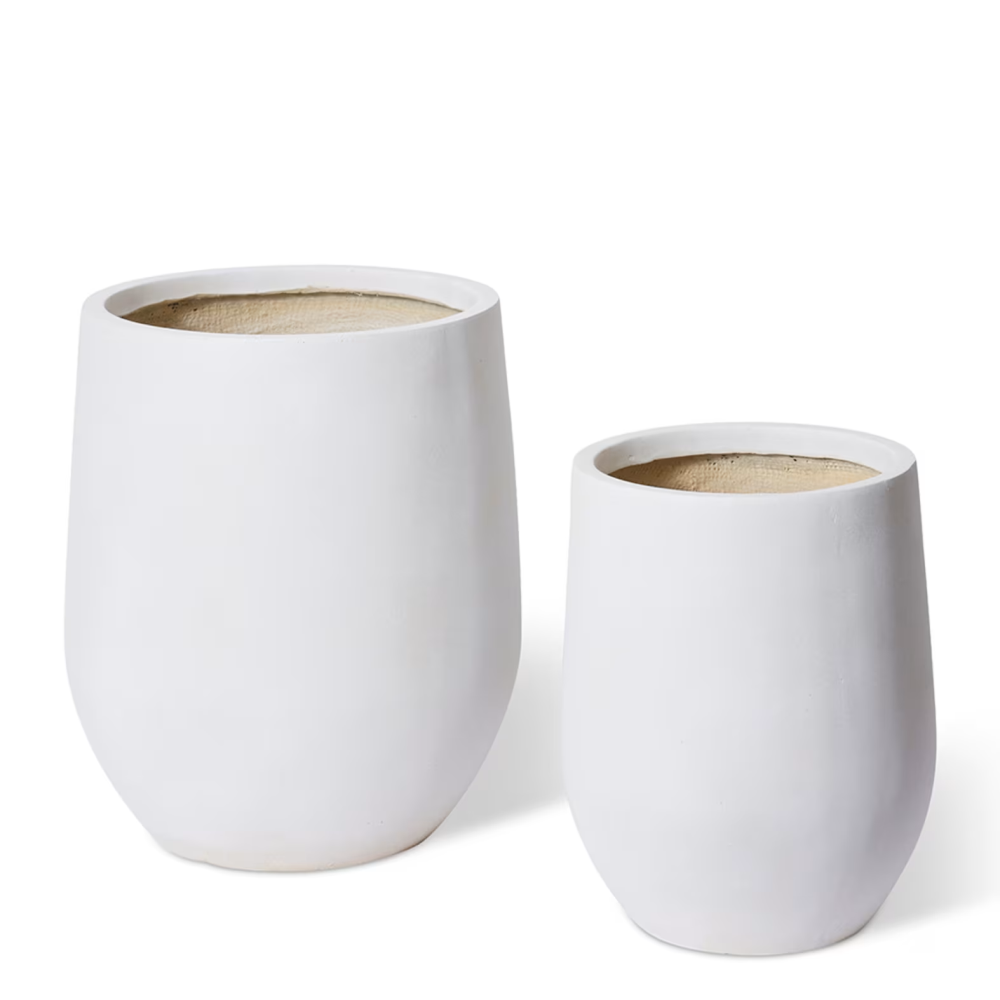 Minimalist Fibrestone Planters - Beige - Set of 2