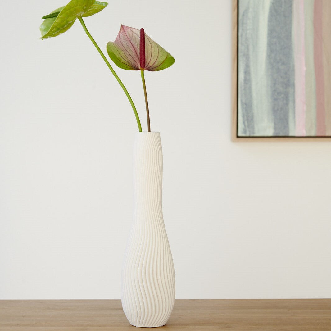 Minimalist Grace Ceramic Vase 32cms - White