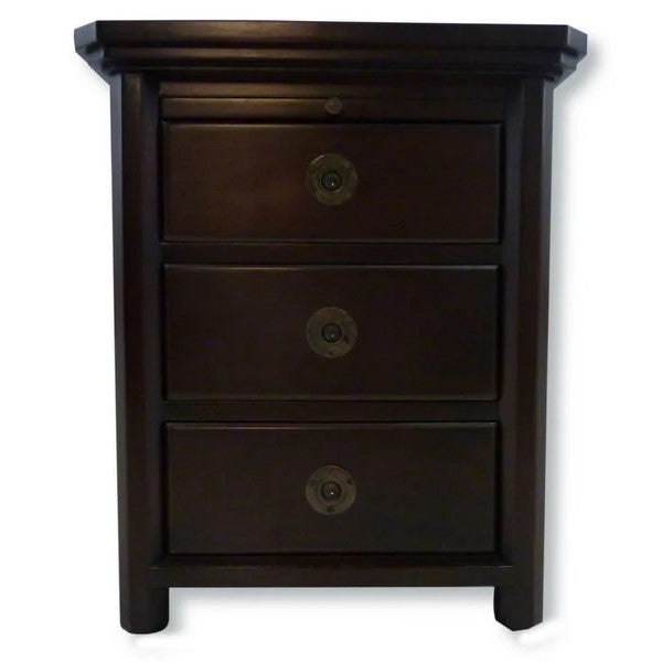 Minimalist Pencil Bedside Cabinet - Dark Mahogany