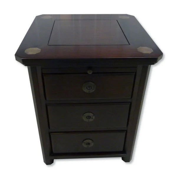 Minimalist Pencil Bedside Cabinet - Dark Mahogany