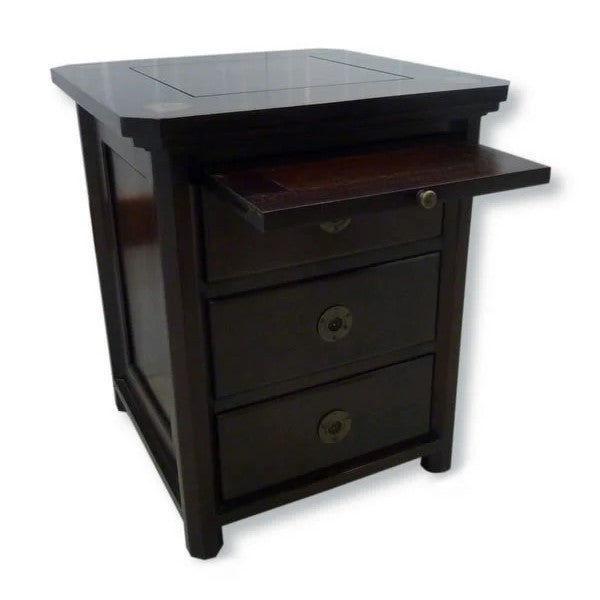 Minimalist Pencil Bedside Cabinet - Dark Mahogany