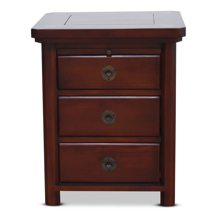 Minimalist Pencil Bedside Cabinet - Rose Mahogany