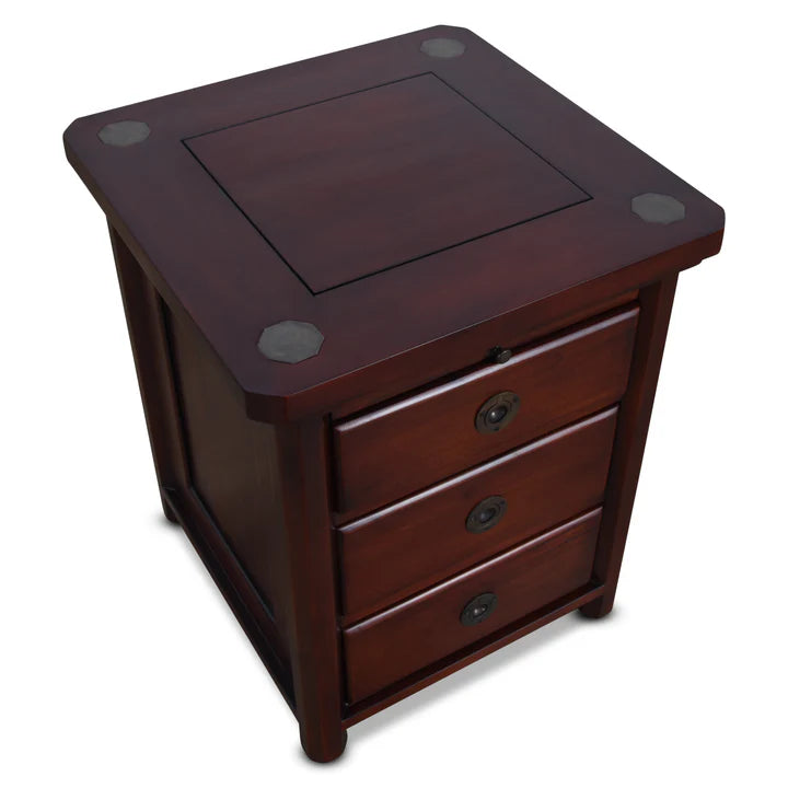 Minimalist Pencil Bedside Cabinet - Rose Mahogany