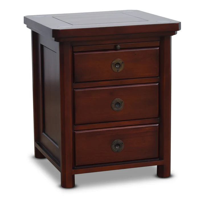 Minimalist Pencil Bedside Cabinet - Rose Mahogany