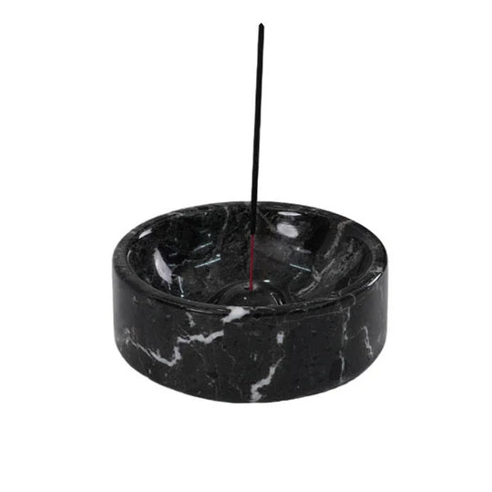 Minimalist Serenity Marble Spherical Incense - Black