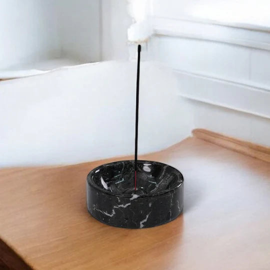 Minimalist Serenity Marble Spherical Incense - Black