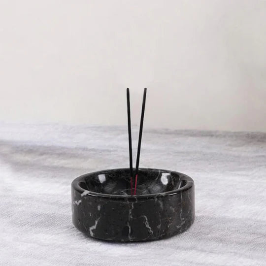 Minimalist Serenity Marble Spherical Incense - Black