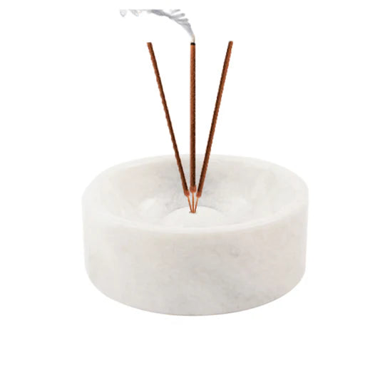 Minimalist Serenity Marble Spherical Incense - White