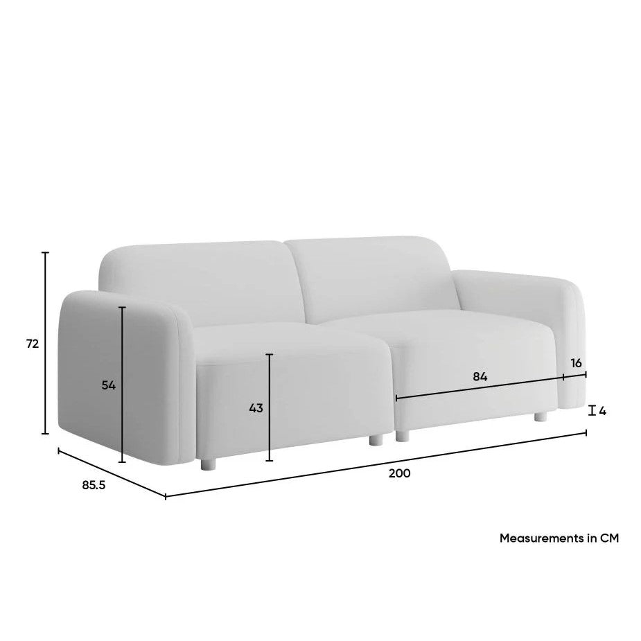 Modern 2-Seater Atticus Modular Sofa - Ivory Cream Fabric