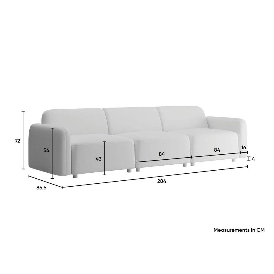 Modern 3-Seater Atticus Modular Sofa - Ivory Cream Fabric