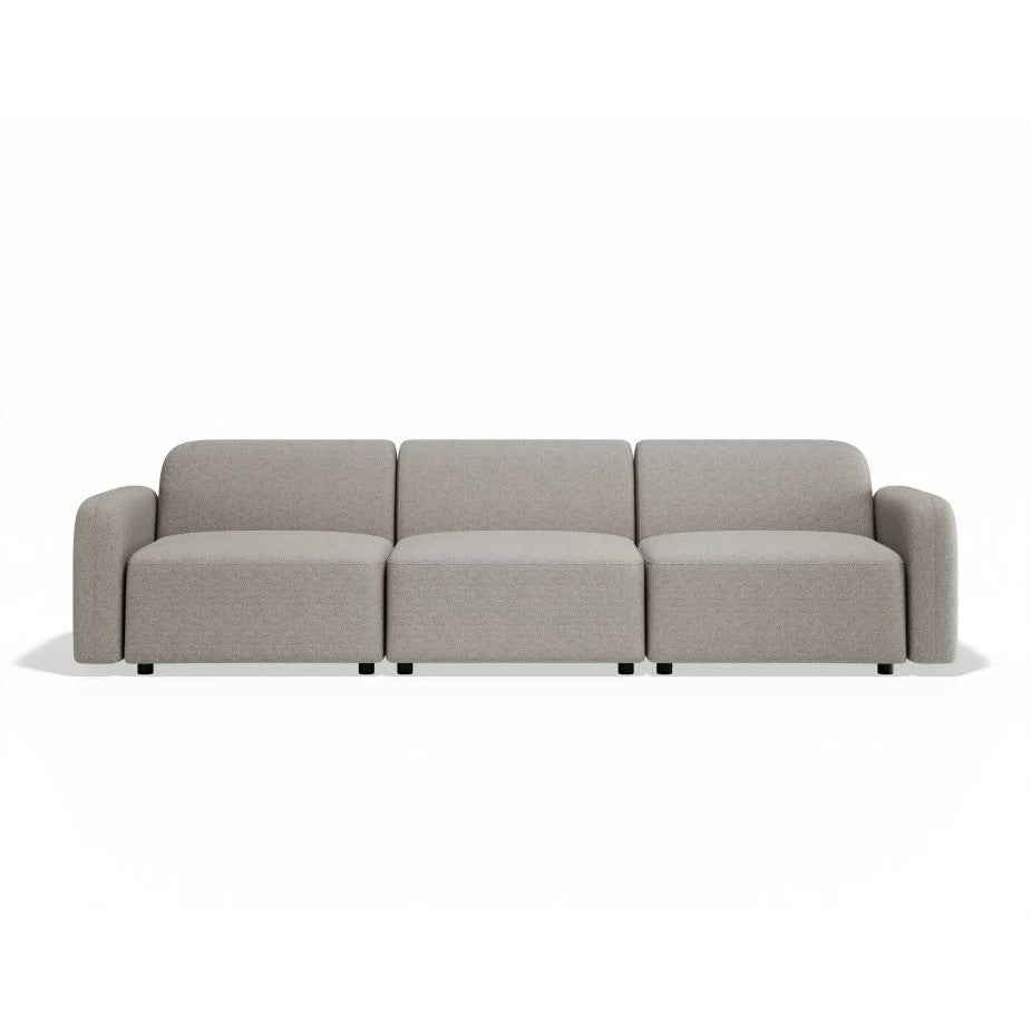 Modern 3-Seater Atticus Modular Sofa - Oyster Grey Fabric