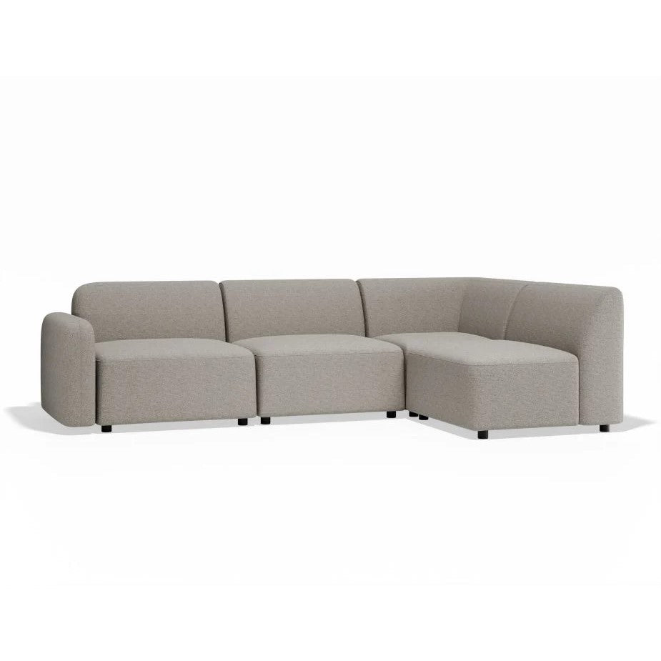 Modern Atticus Modular Right Chaise Return Sofa - Oyster Grey Fabric