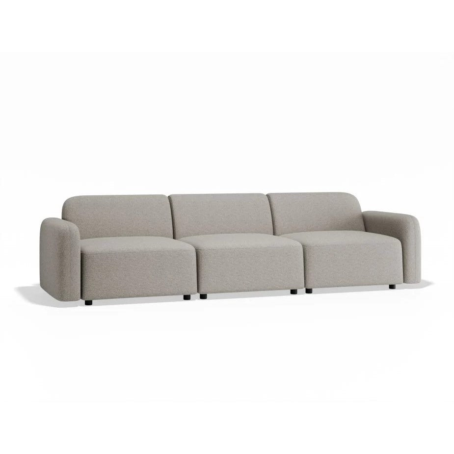 Modern 3-Seater Atticus Modular Sofa - Oyster Grey Fabric