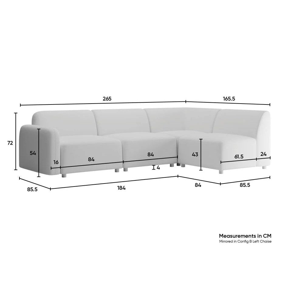 Modern Atticus Modular Right Chaise Return Sofa - Oyster Grey Fabric