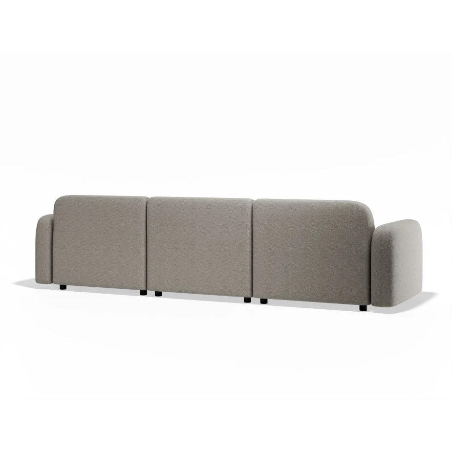 Modern Atticus Modular 3-Seater Sofa with Ottoman - Oyster Grey Fabric