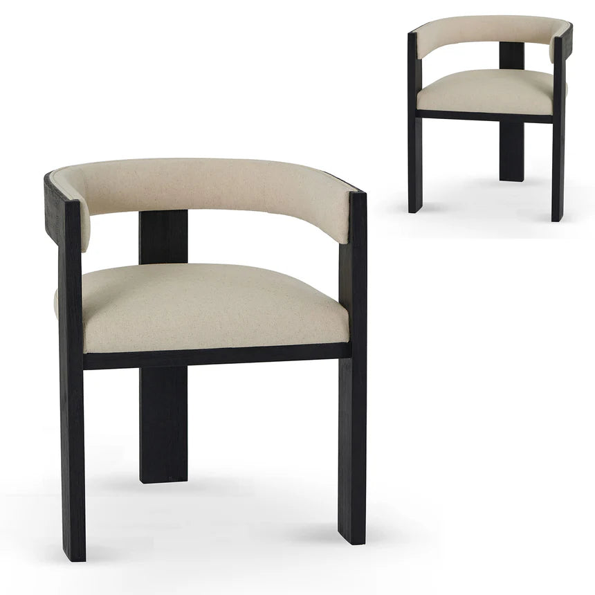 Modern Black Elm Dining Chair Set of 2 - Light Beige Set of 2