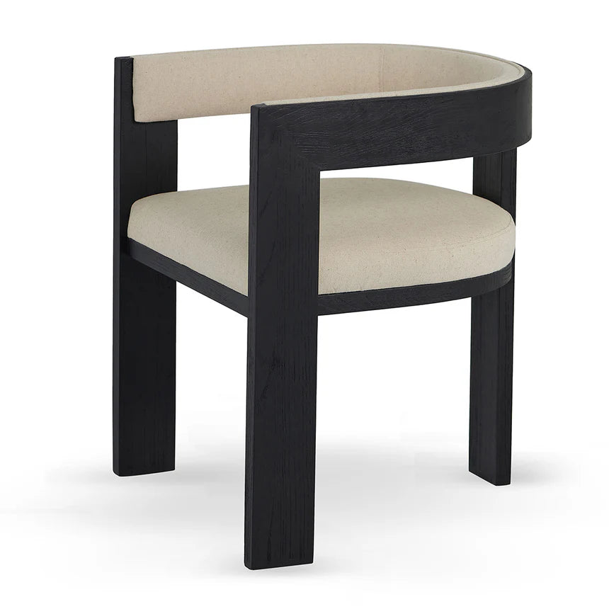 Modern Black Elm Dining Chair Set of 2 - Light Beige Set of 2