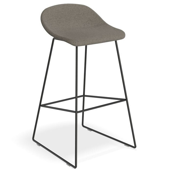 Modern Black Steel Grey Fabric Seated High Stool (Available in 2 Sizes)