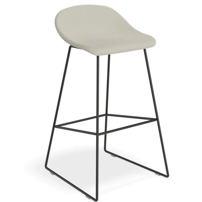 Modern Black Steel Grey Seated High Stool (Available in 2 Sizes)