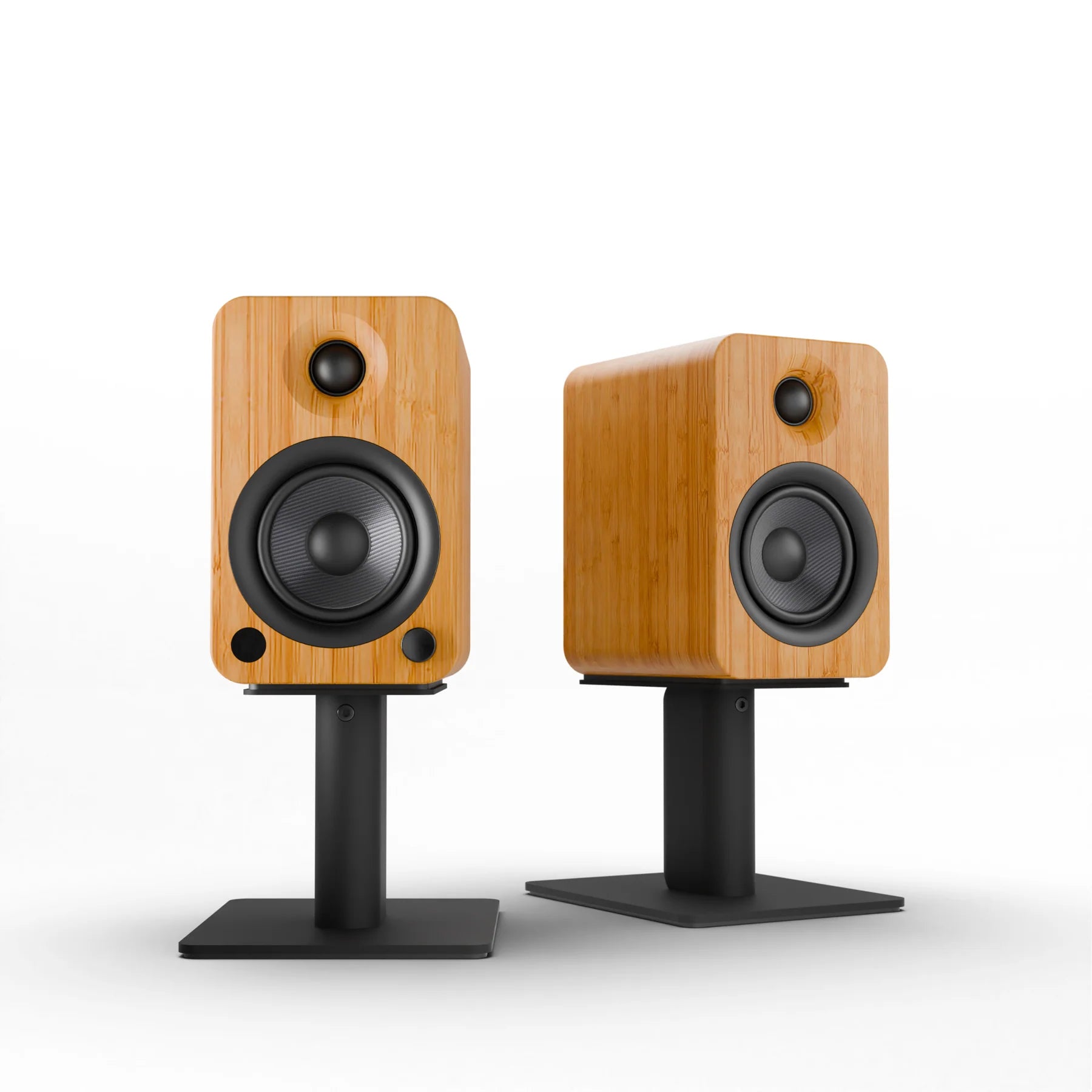 Modern Bookshelf Speakers with Bluetooth - Bamboo