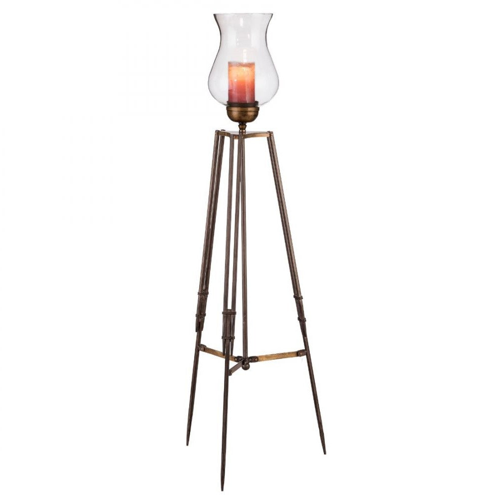 Modern Candle Holder On Brass Finish Tripod