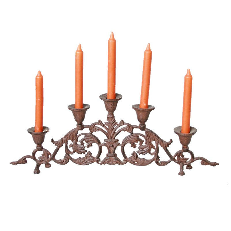 Modern Cast Iron Five Candle Holder