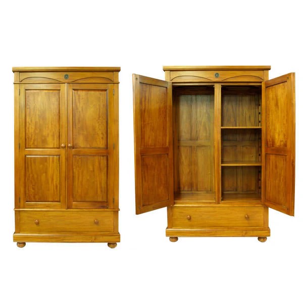 Modern Classic Wooden Wardrobe - Light Mahogany