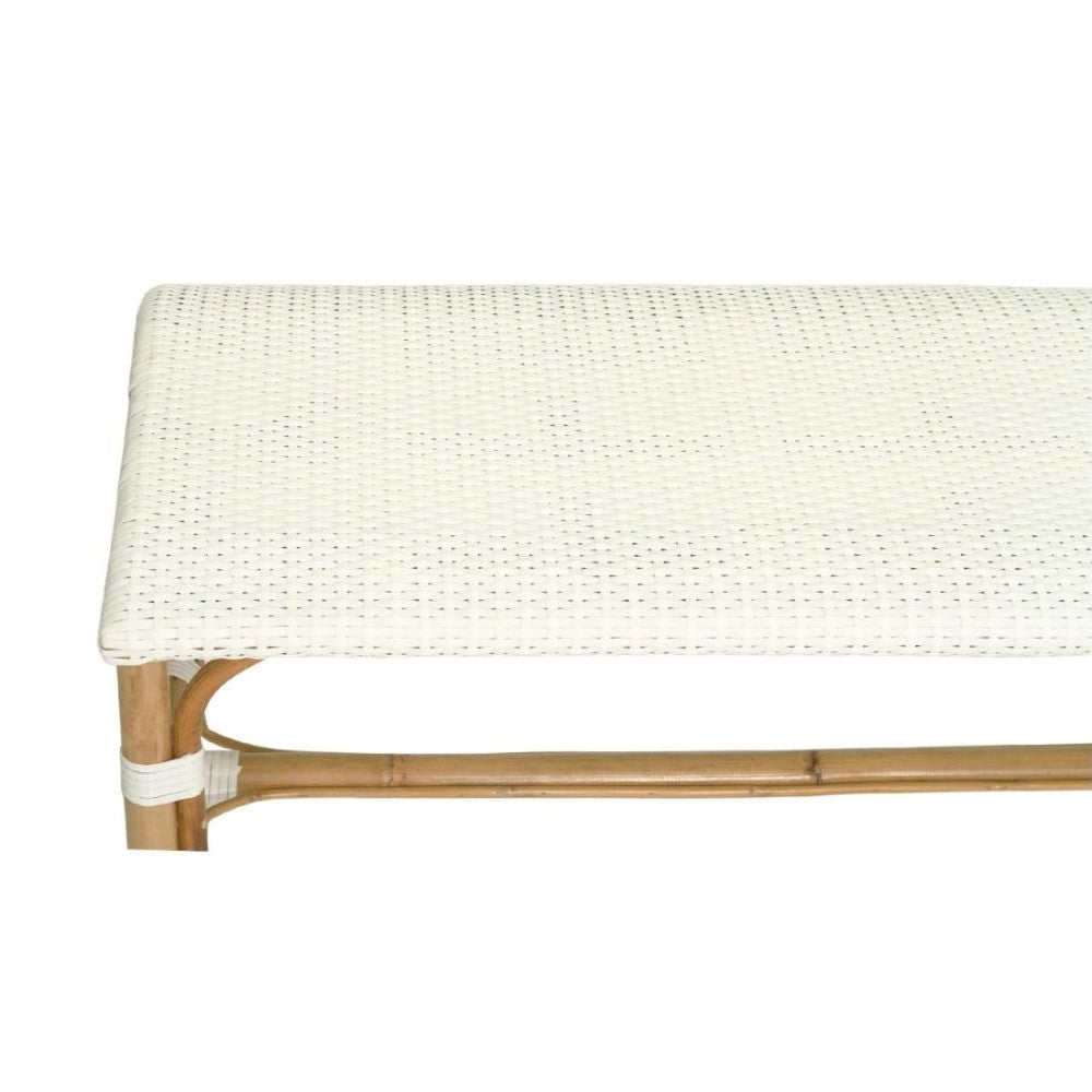 Modern Coastal Style Rattan Bench - White