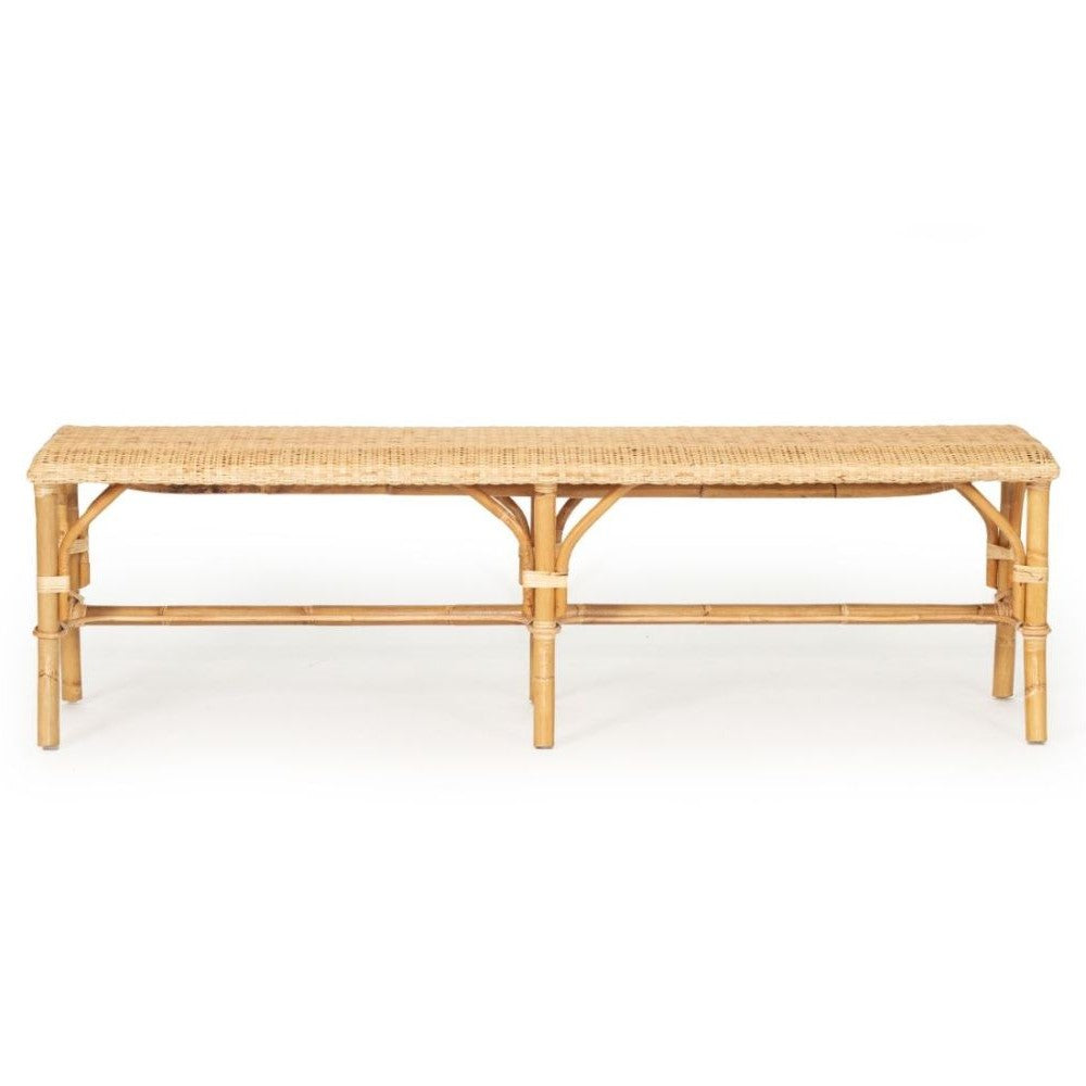 Modern Coastal Style Rattan Bench - Natural