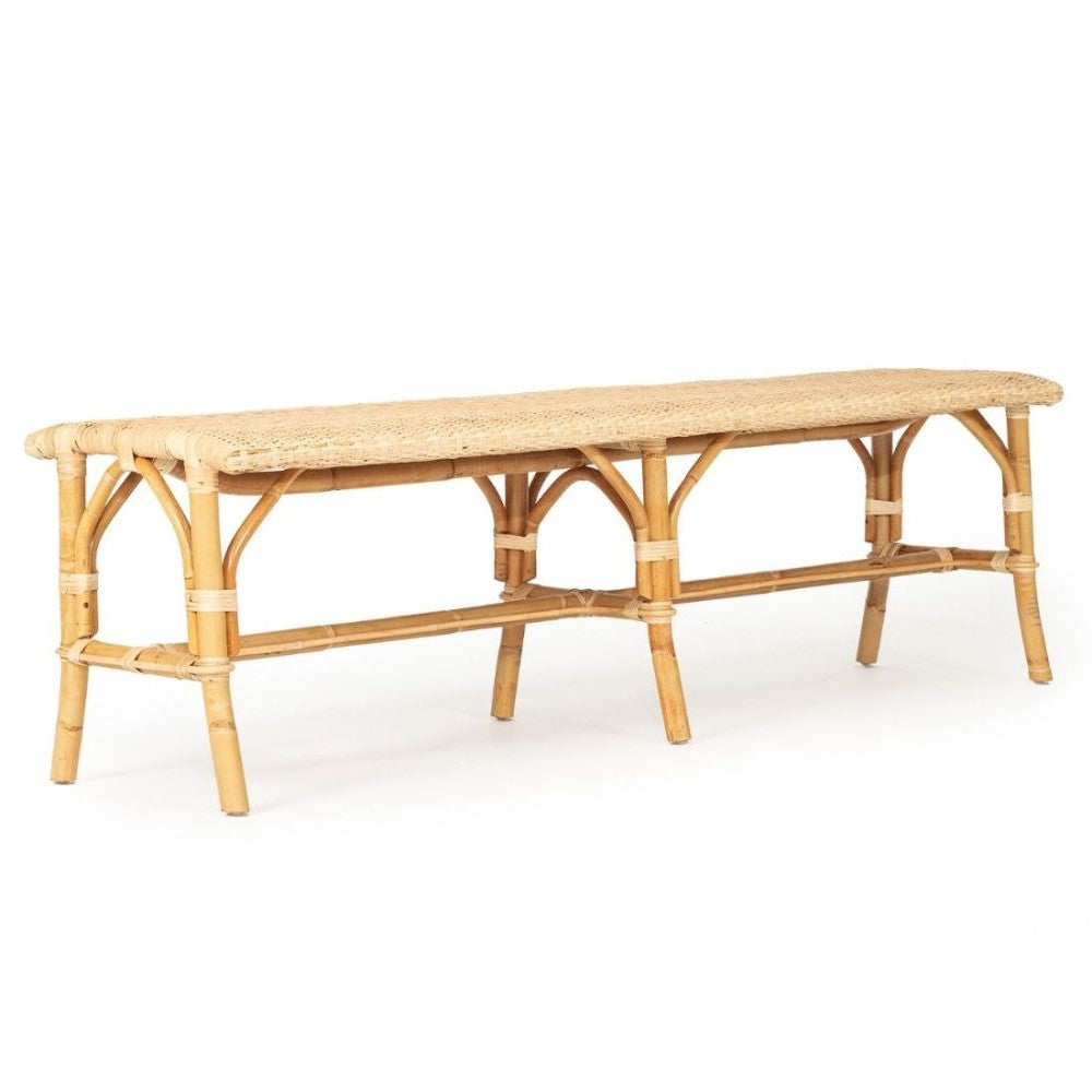 Modern Coastal Style Rattan Bench - Natural