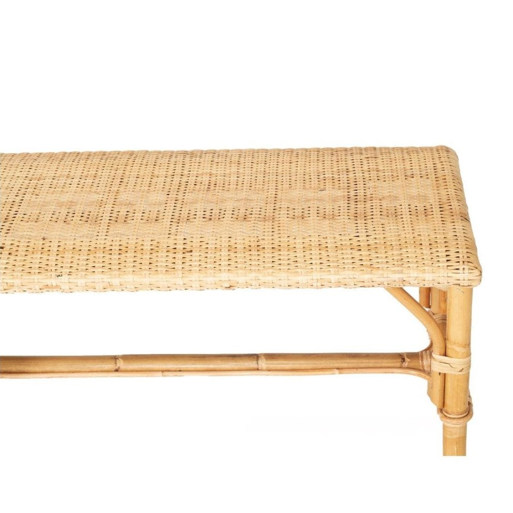 Modern Coastal Style Rattan Bench - Natural