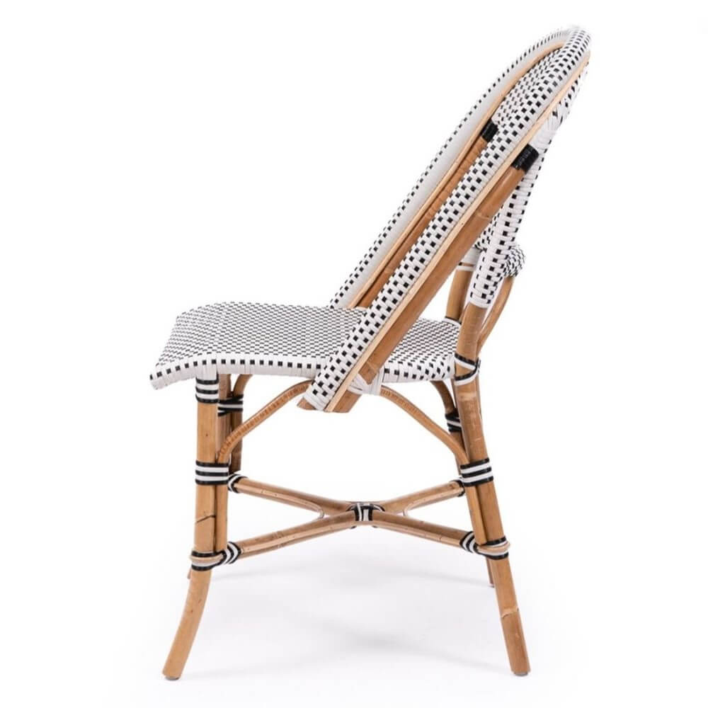 Modern Coastal Style Rattan Dining Chair - Black & White