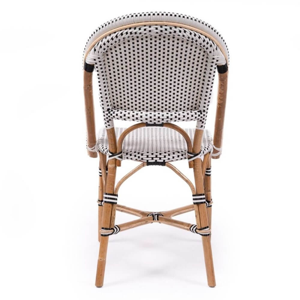 Modern Coastal Style Rattan Dining Chair - Black & White