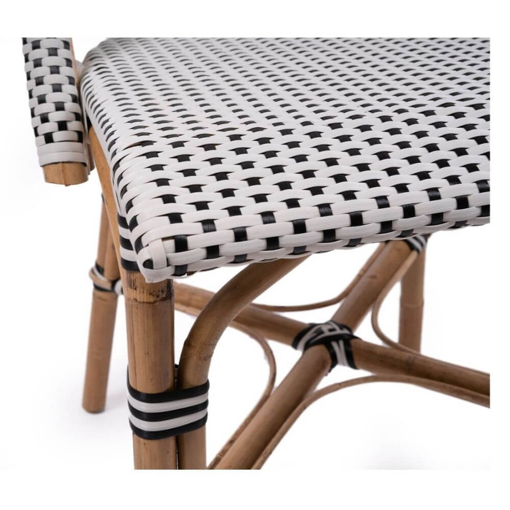 Modern Coastal Style Rattan Dining Chair - Black & White