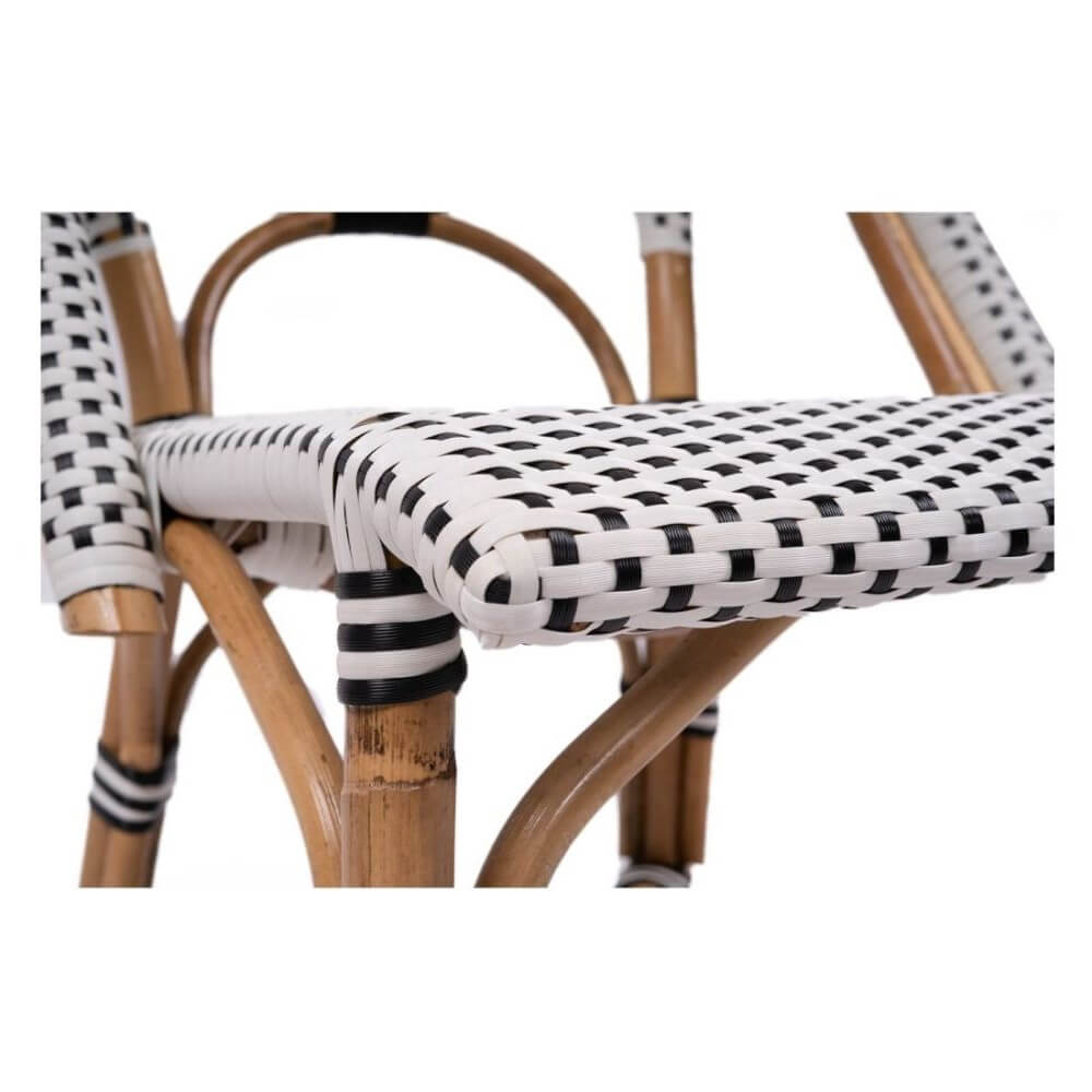 Modern Coastal Style Rattan Dining Chair - Black & White