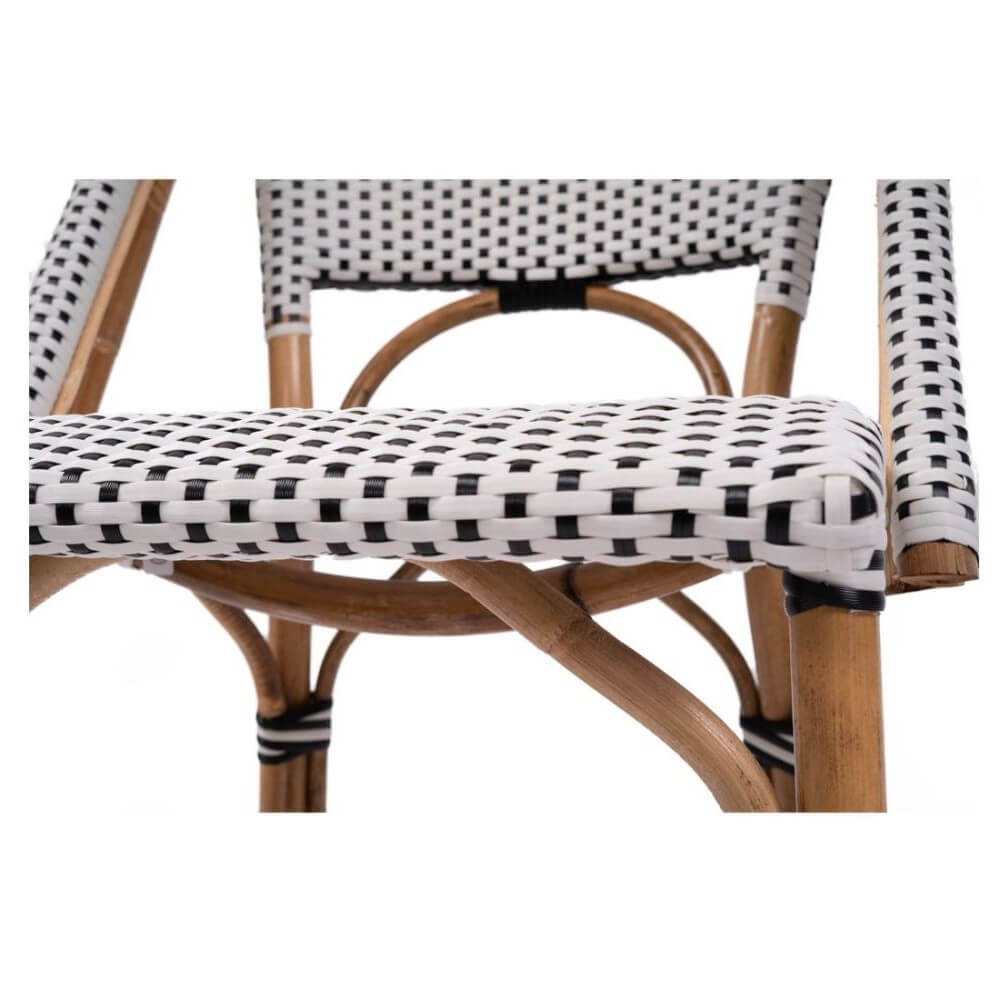 Modern Coastal Style Rattan Dining Chair - Black & White