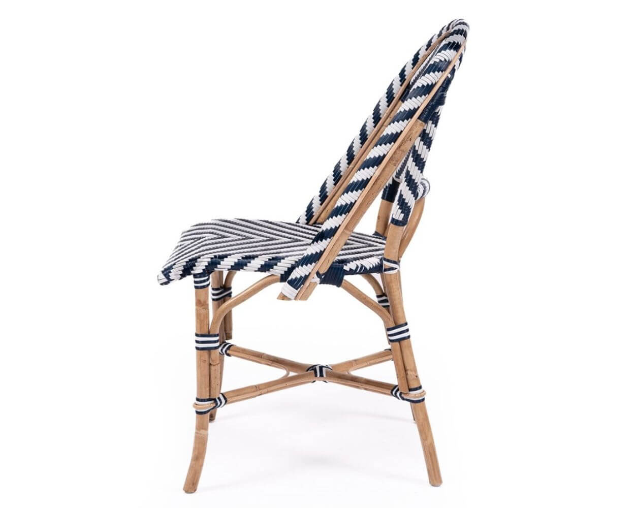 Modern Coastal Style Rattan Dining Chair - Blue & White