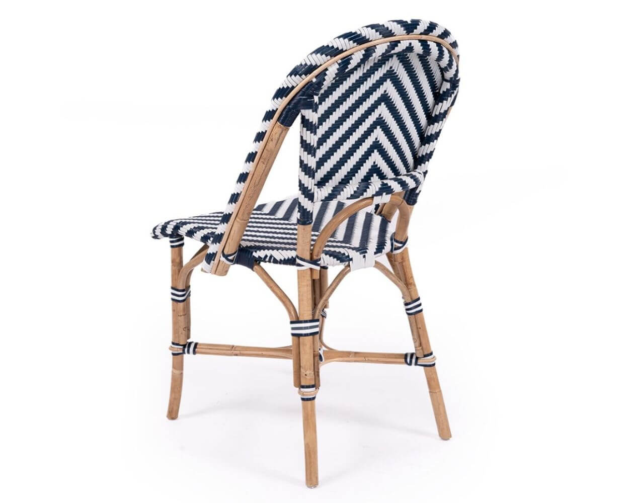 Modern Coastal Style Rattan Dining Chair - Blue & White