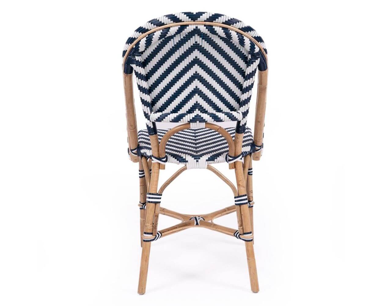 Modern Coastal Style Rattan Dining Chair - Blue & White