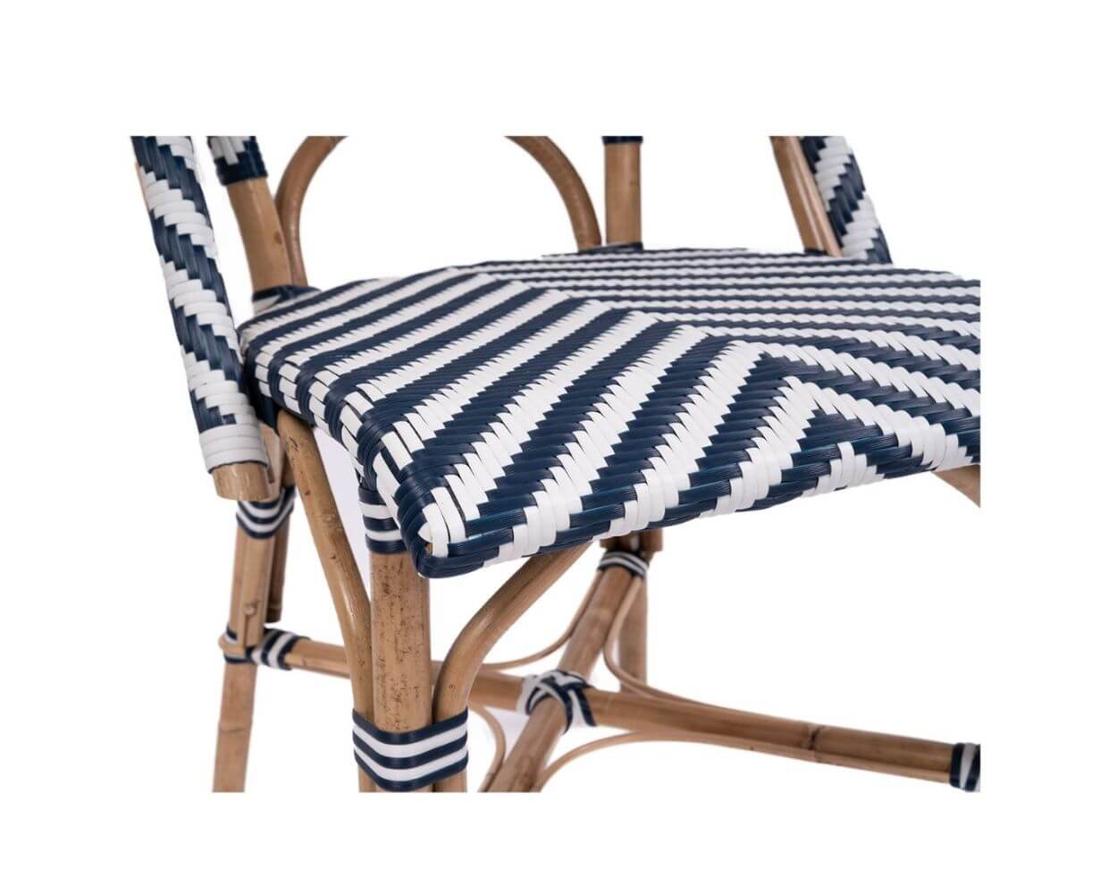 Modern Coastal Style Rattan Dining Chair - Blue & White